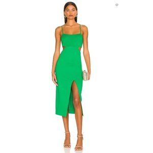 NWT H:ours Haydon Midi Dress in Green XS Cut-Out